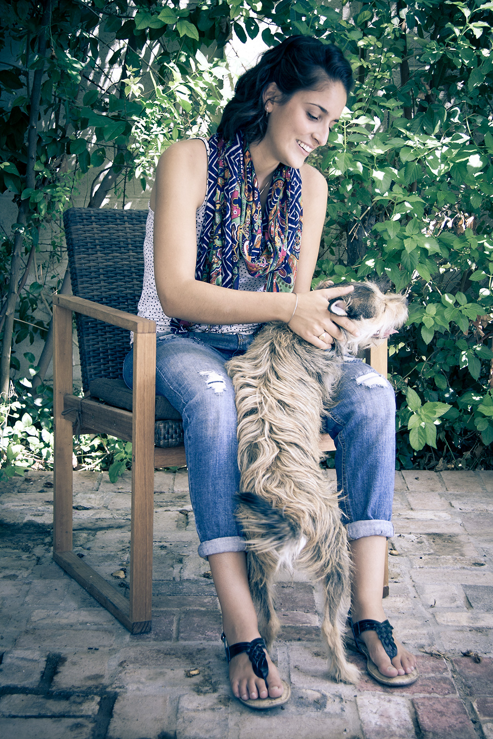 Alexandra Michelle Horne loving on Opal the dog.