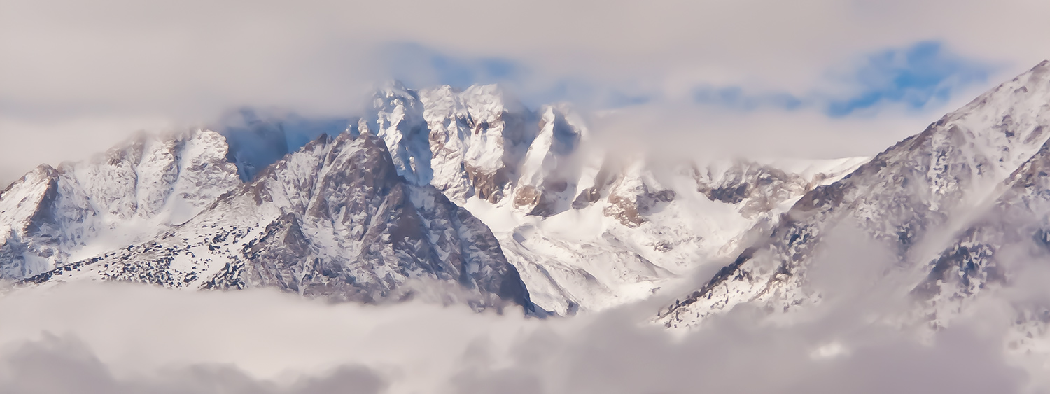 Snowy eastern Sierra Nevada