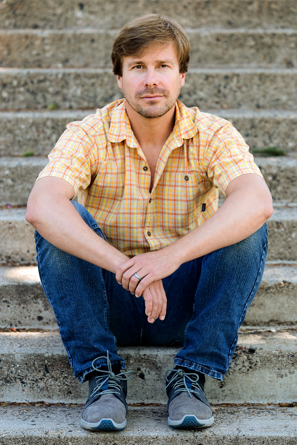 Callan Bentley sitting on steps.